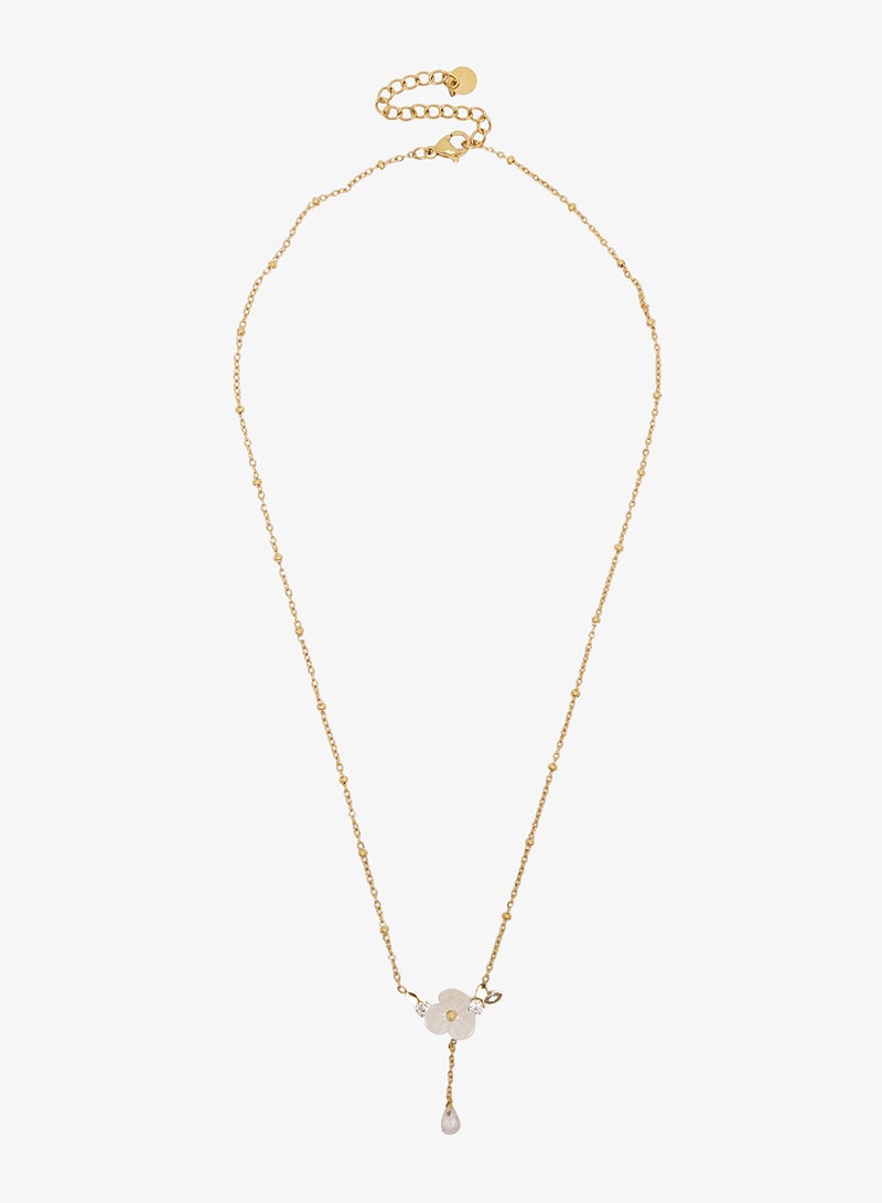 ELLA Drop Necklace with Flowe Charm - Image 1