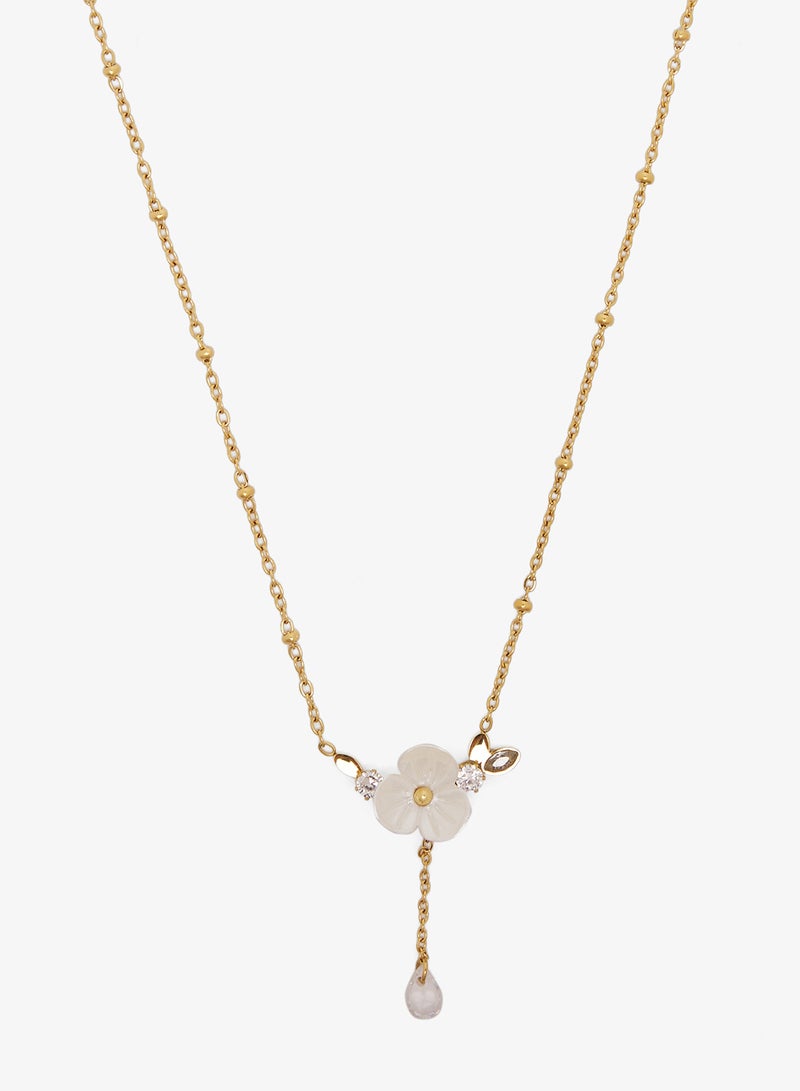 ELLA Drop Necklace with Flowe Charm - Image 2