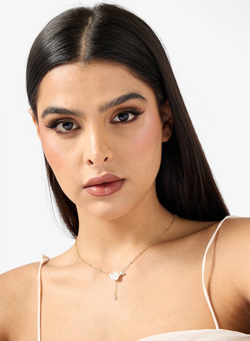 ELLA Drop Necklace with Flowe Charm - Image 4