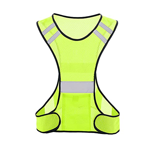 TCCFCCT Reflective Running Vest for Men Women, High Visibility Safety Vest with Large Pocket, Lightweight Reflective Running Gear for Motorcycling, Cycling, Jogging, Adjustable Waist, Yellow - Image 1
