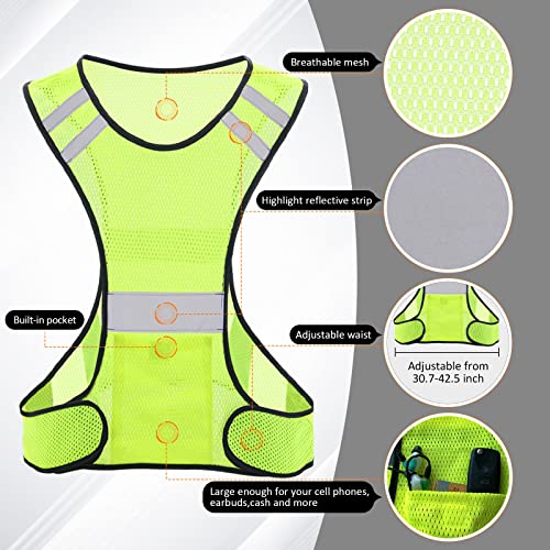 TCCFCCT Reflective Running Vest for Men Women, High Visibility Safety Vest with Large Pocket, Lightweight Reflective Running Gear for Motorcycling, Cycling, Jogging, Adjustable Waist, Yellow - Image 4