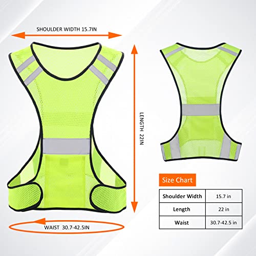 TCCFCCT Reflective Running Vest for Men Women, High Visibility Safety Vest with Large Pocket, Lightweight Reflective Running Gear for Motorcycling, Cycling, Jogging, Adjustable Waist, Yellow - Image 3
