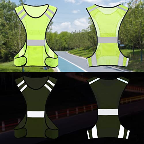 TCCFCCT Reflective Running Vest for Men Women, High Visibility Safety Vest with Large Pocket, Lightweight Reflective Running Gear for Motorcycling, Cycling, Jogging, Adjustable Waist, Yellow - Image 2