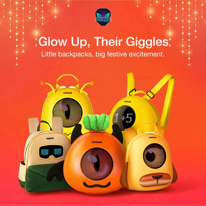 Hookaba Store Hookaba GlowBuddy LED Eyes Backpack | Kids Smart Bag With App Control, Programmable Screen & Water Resistant | For School, Picnic, Travel | Mini Digital Daypack For Girls & Boys - Image 2