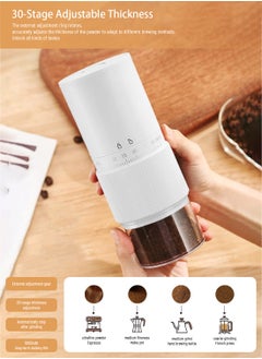 EqiEch Electric Coffee Grinder with 30 External Adjustable Settings, Rechargeable Automatic Coffee grinder with 25g Capacity,Conical Burr Coffee Grinder with Crank for Travel, Camping, Office, Espresso, Pour Over, etc  - Image 3