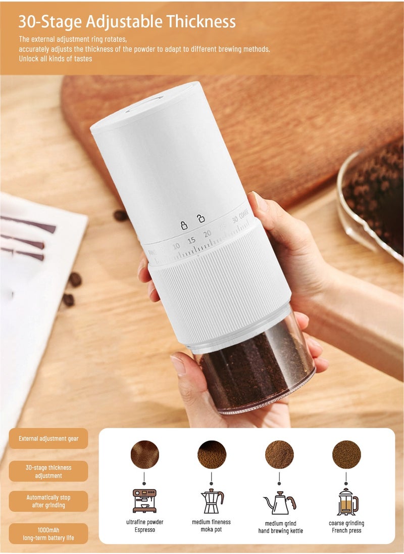 EqiEch Electric Coffee Grinder with 30 External Adjustable Settings, Rechargeable Automatic Coffee grinder with 25g Capacity,Conical Burr Coffee Grinder with Crank for Travel, Camping, Office, Espresso, Pour Over, etc  - Image 3