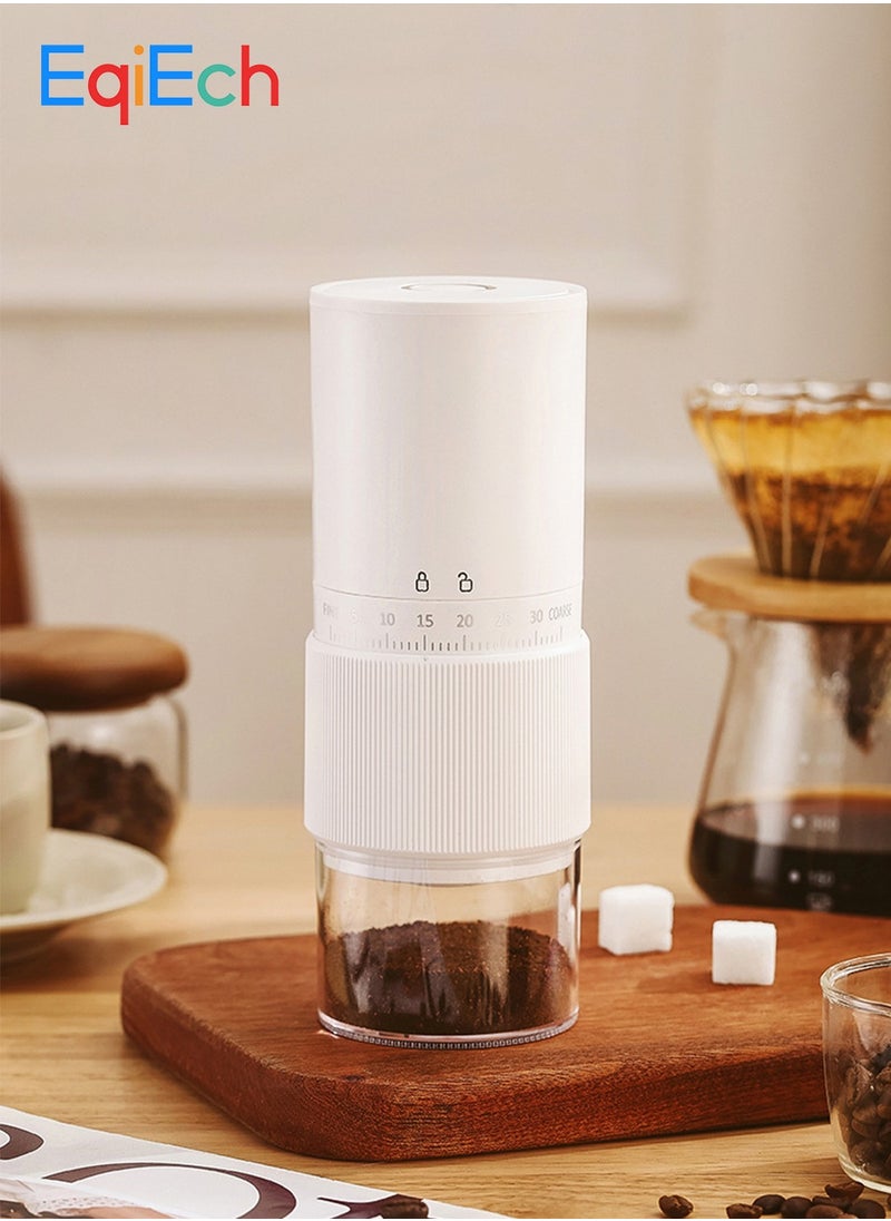 EqiEch Electric Coffee Grinder with 30 External Adjustable Settings, Rechargeable Automatic Coffee grinder with 25g Capacity,Conical Burr Coffee Grinder with Crank for Travel, Camping, Office, Espresso, Pour Over, etc  - Image 1