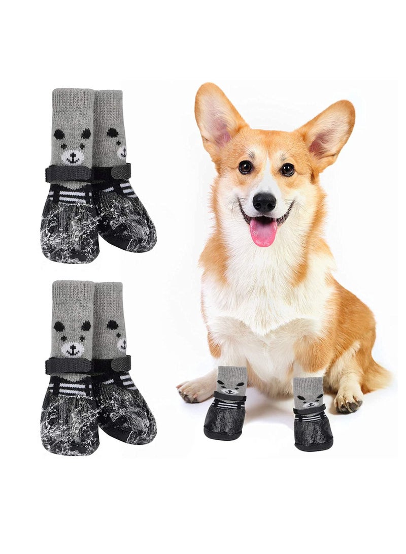 واي آند دي 4 Pack Little Small Dogs Cats Dog Socks Non Slip Skid Grippers Traction Control Pads, for Floors Indoor Wear Pet Paw Grips Double Rugged Protection Adhesive Anti Knit Replacement Booties - Image 1