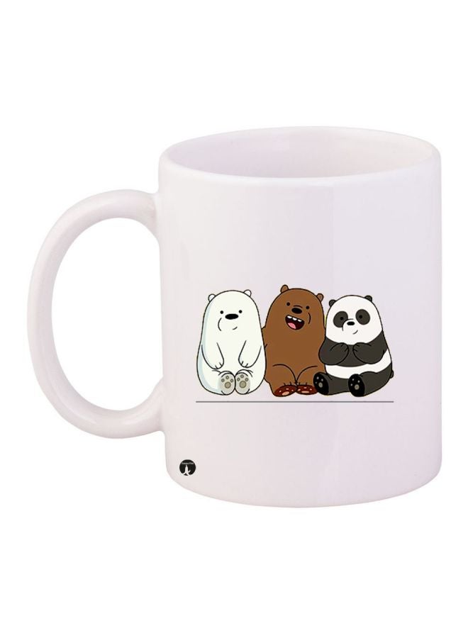 RYN Cartoon Printed Coffee Mug White/Brown/Grey 11ounce