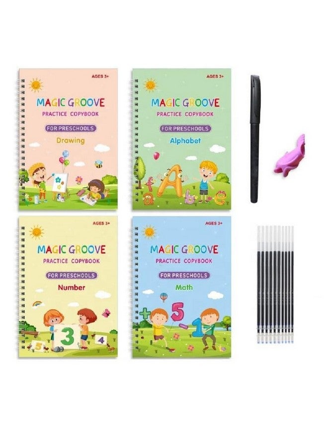 vGRASSP VGRASSP Magic Writing Copybook Doodle and Scribble Toy Book Set Plastic and Cardboard Made Fun Learning Toy with 4 Toy Books 1 Pen 10 Refills 1 Grip - Early Learners Boys and Girls  - Image 1