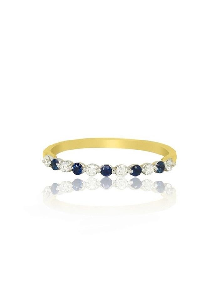 Capri Gold Capri Gold Blue Sapphire Diamond Band  Ring in 18K Yellow Gold, 5.5 US  - Image 1
