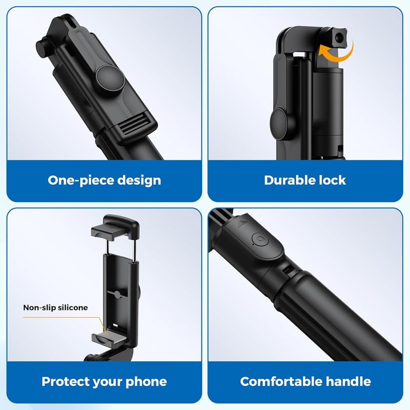 SANCY Selfie Stick Tripod, Retractable Selfie Stick Tripod with Wireless Remote Control, for Photograph, Live Streaming, Video Recording, Compatible with Android, iPhone and More - Image 3