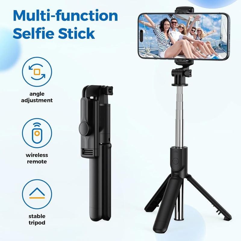 SANCY Selfie Stick Tripod, Retractable Selfie Stick Tripod with Wireless Remote Control, for Photograph, Live Streaming, Video Recording, Compatible with Android, iPhone and More - Image 2
