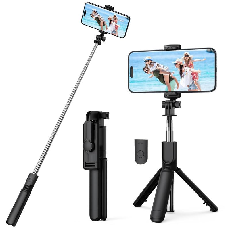 SANCY Selfie Stick Tripod, Retractable Selfie Stick Tripod with Wireless Remote Control, for Photograph, Live Streaming, Video Recording, Compatible with Android, iPhone and More - Image 1