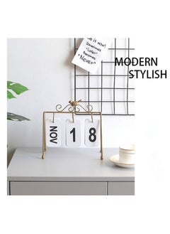 Y&D Portable Desk Calendar Metal Perpetual Flip Bird Iron Desktop Standing Calendar（White, Black, Gold） 8.6x3.7x8.2 Gift (Color: Gold)  - Image 2