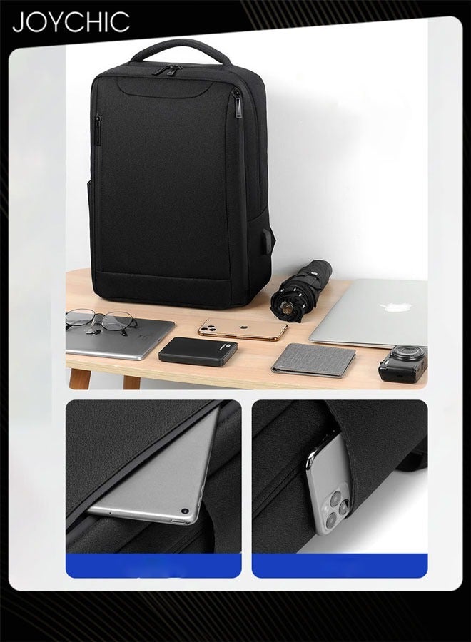 Joychic حقيبة ظهر لابتوب للسفر العملي مصنوعة من قماش أكسفورد مقاومة للماء ومقاومة للاهتراء حقيبة نهارية مضادة للسرقة بسعة كبيرة حقيبة مزدوجة الكتف مع منفذ شحن USB للرجال للمدرسة والأنشطة الخارجية والعمل والمكتب تناسب لابتوب بحجم 15.6 بوصة باللون الأسود - Image 5