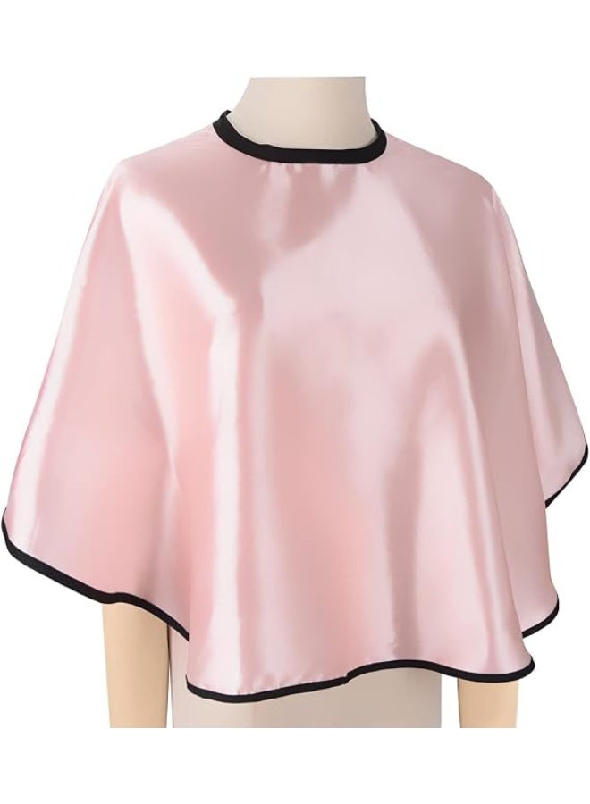 Satin Makeup Cape, Pink Beauty Salon Shorty Smock for Clients, Lightweight Salon Haircut Shawl Cape, Silky Hairdressing Makeup Shawl Cloth Tool for Makeup Artist Beautician Hairdresser - Image 5