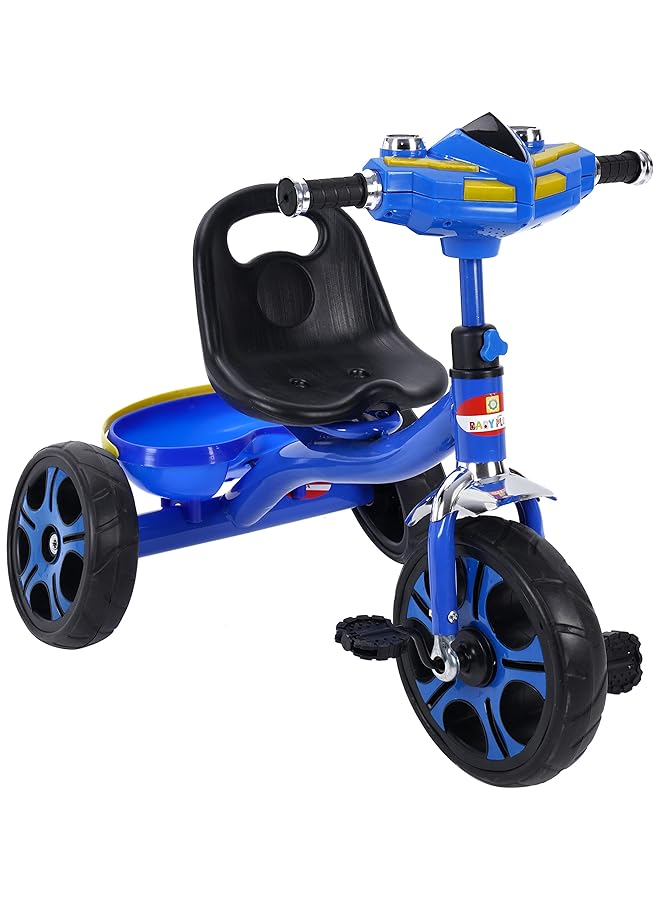 BABY PLUS Infans Kids Tricycle Rider With Adjustable Seat Storage Basket Premium Quiet Wheels Non Slip Handle Blue Bp9496 Blue - Image 1