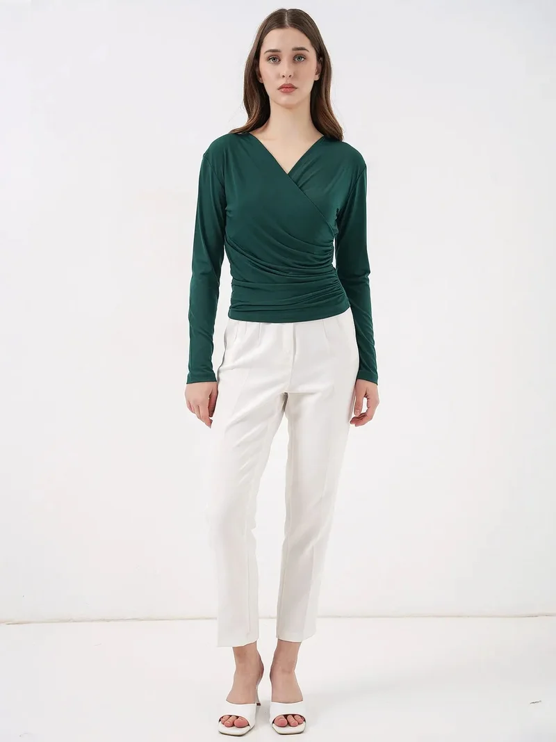 بيغ دارت BDART Double Breasted Long Sleeve Blouse with Gathering Detail