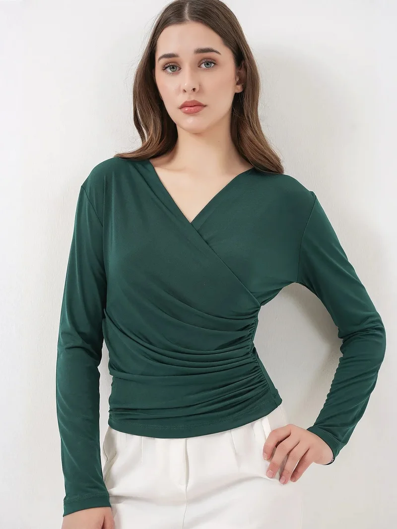 بيغ دارت BDART Double Breasted Long Sleeve Blouse with Gathering Detail