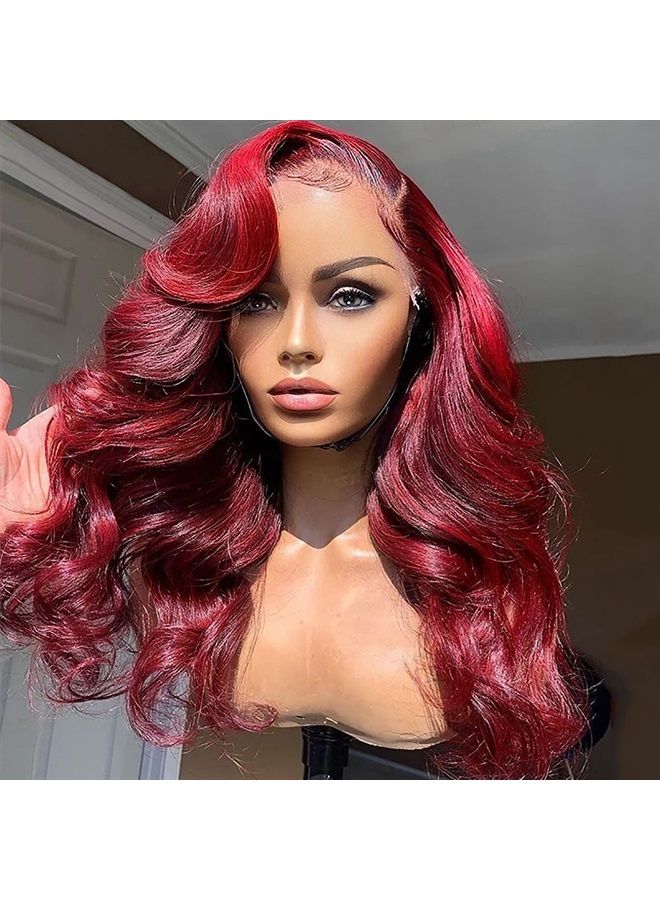 ANDRIA Short Wig Red Colorful Wavy Wig Lace Front Wigs for Women Natural Loose Wave Wigs Synthetic Heat Resistant Fiber Hair Glueless Lace Wigs with Baby Hair Wig for Women 16 Inches - Image 3