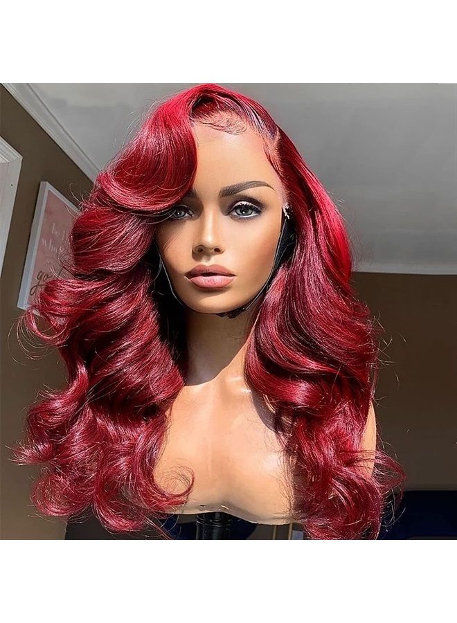 ANDRIA Short Wig Red Colorful Wavy Wig Lace Front Wigs for Women Natural Loose Wave Wigs Synthetic Heat Resistant Fiber Hair Glueless Lace Wigs with Baby Hair Wig for Women 16 Inches - Image 4