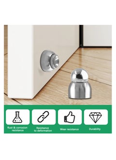 SYOSI Magnetic Door Stop, Silver Stainless Steel Magnetic Door Stopper, Magnetic Door Stopper with Adhesive Tape, Heavy Duty Door Holder Door Catch Hold Your Door Open (2 Pcs)  - Image 2