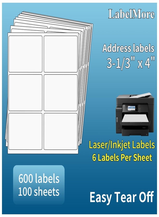 LabelMore ملصقات LabelMore مقاس 3 1/3 × 4 بوصة - 6 ملصقات شحن ذاتية اللصق - ملصقات FBA - 100 ورقة / 600 ملصق - Image 1