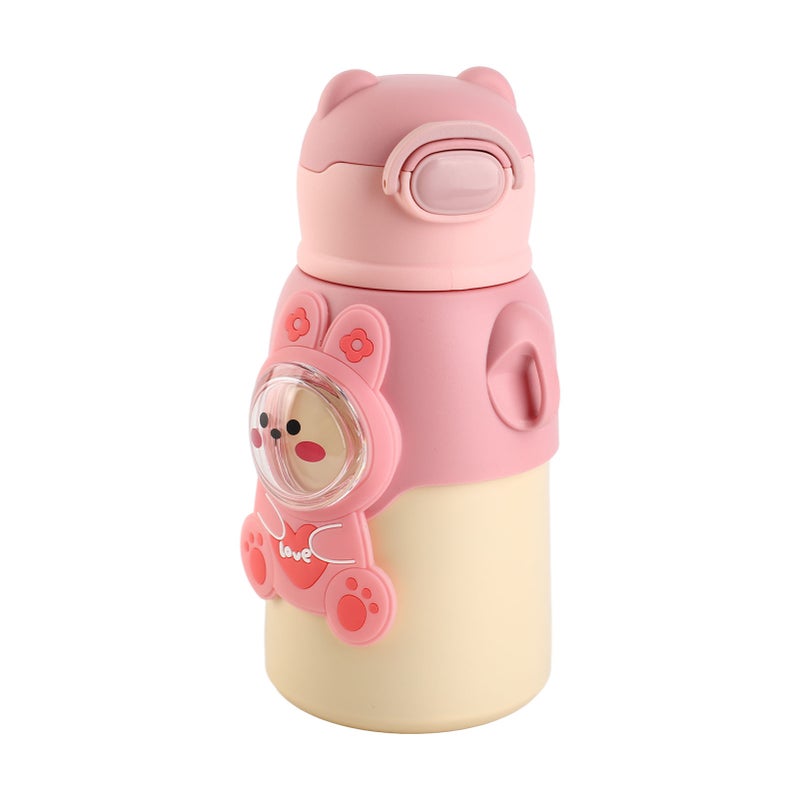 Kids Insulated Water Bottle Cartoon Cute Stainless Steel Water Flask With Straw and Strap for Toddlers Girls 500ml - Image 2