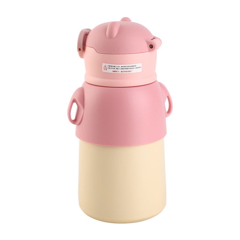 Kids Insulated Water Bottle Cartoon Cute Stainless Steel Water Flask With Straw and Strap for Toddlers Girls 500ml - Image 4