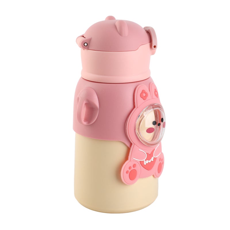 Kids Insulated Water Bottle Cartoon Cute Stainless Steel Water Flask With Straw and Strap for Toddlers Girls 500ml - Image 1
