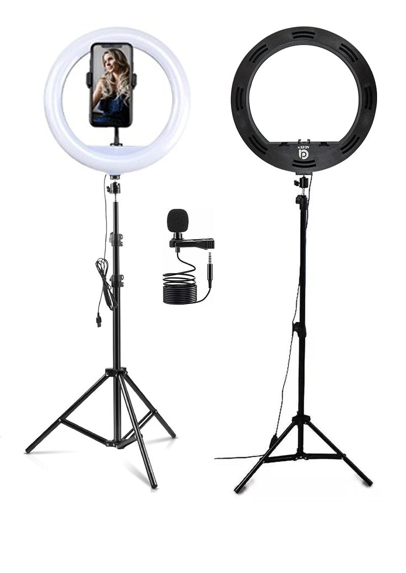 ADZOY Premium Professional LED Ring Light 12" (30cm- USB Wired) with 6.9 (210 CM) Feet Tripod and Lapel Collar Mic for Reels Shorts TIK-Tok Calligraphy Photography Videography - Image 1