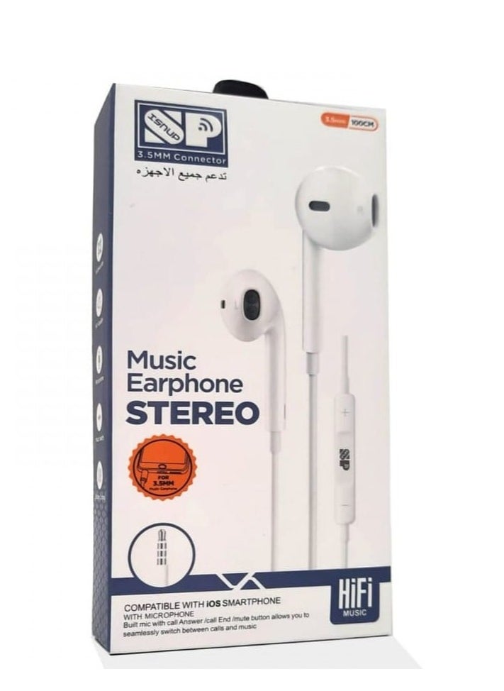 SP - In-Ear Wired Earphones With Mic For iPhone White - Image 1