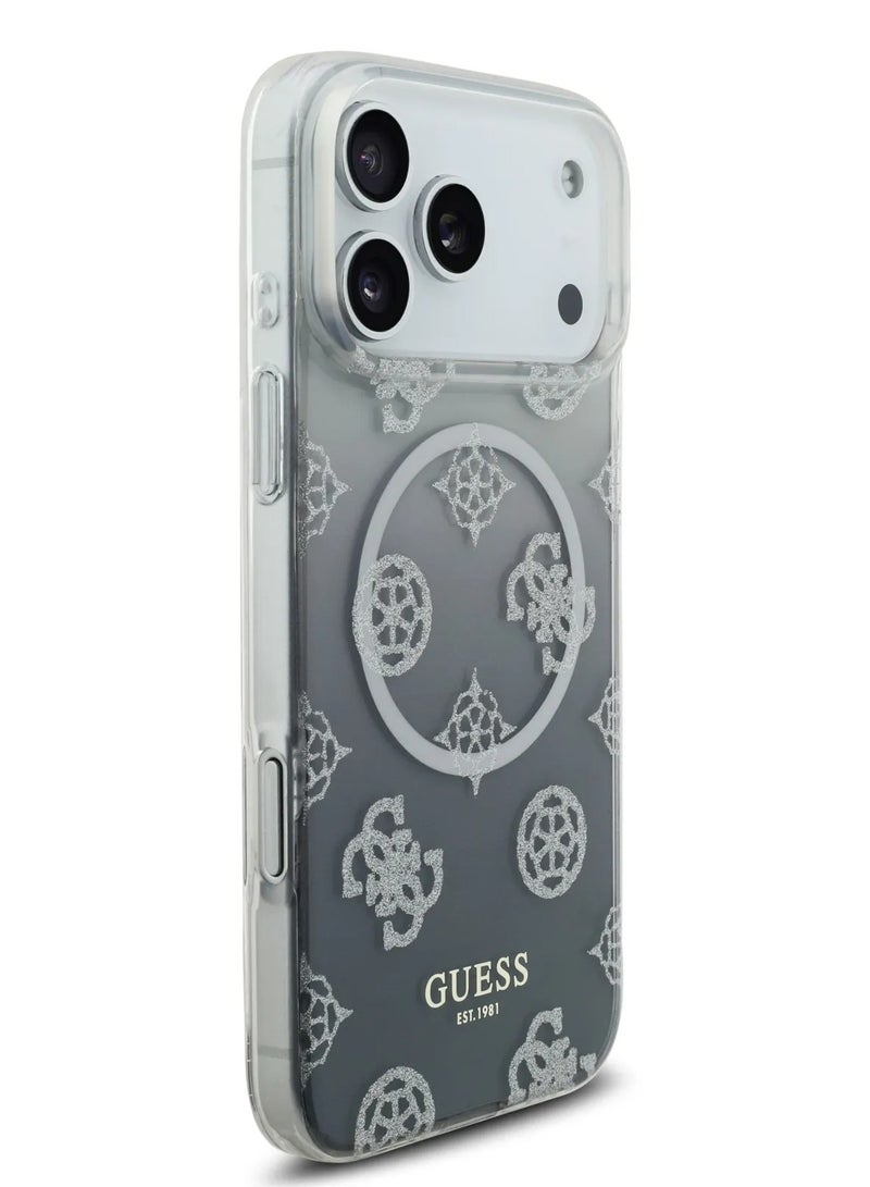 GUESS iPhone 17 Pro Max MagSafe Case / PC+TPU Case With Gradient Peony & Glitter Pattern - Black - Image 4