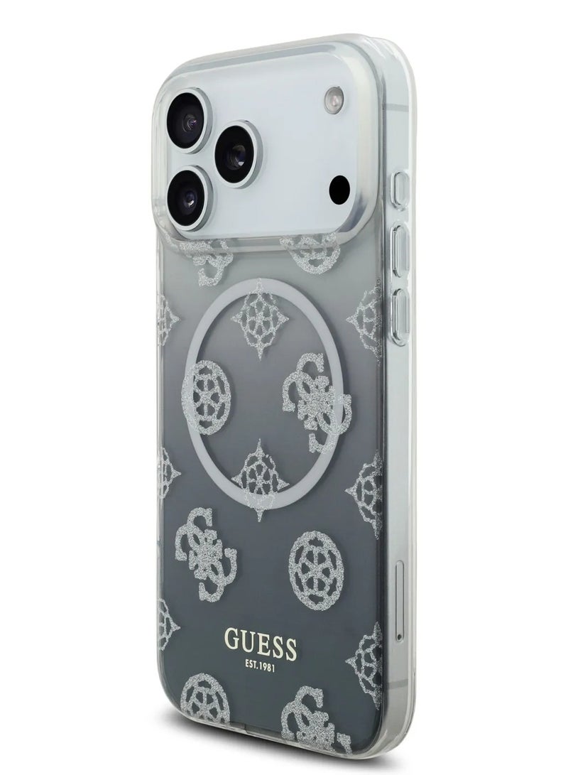 GUESS iPhone 17 Pro Max MagSafe Case / PC+TPU Case With Gradient Peony & Glitter Pattern - Black - Image 5