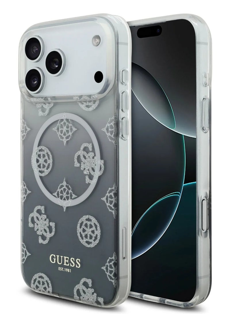 GUESS iPhone 17 Pro Max MagSafe Case / PC+TPU Case With Gradient Peony & Glitter Pattern - Black - Image 2