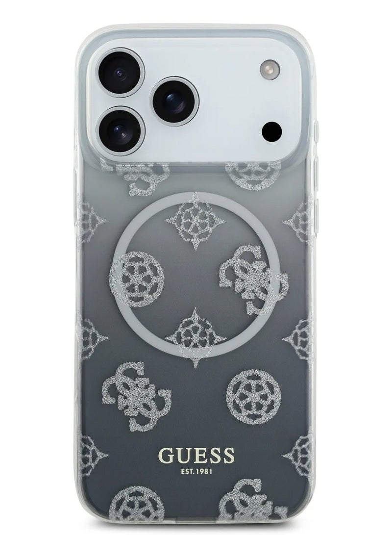 GUESS iPhone 17 Pro Max MagSafe Case / PC+TPU Case With Gradient Peony & Glitter Pattern - Black - Image 1