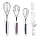 Berglander Rainbow Whisk Pack of 3 Stainless Steel 8",10",12", Titianium Plating Rainbow Whisk Colorful Whisk for - Image 2