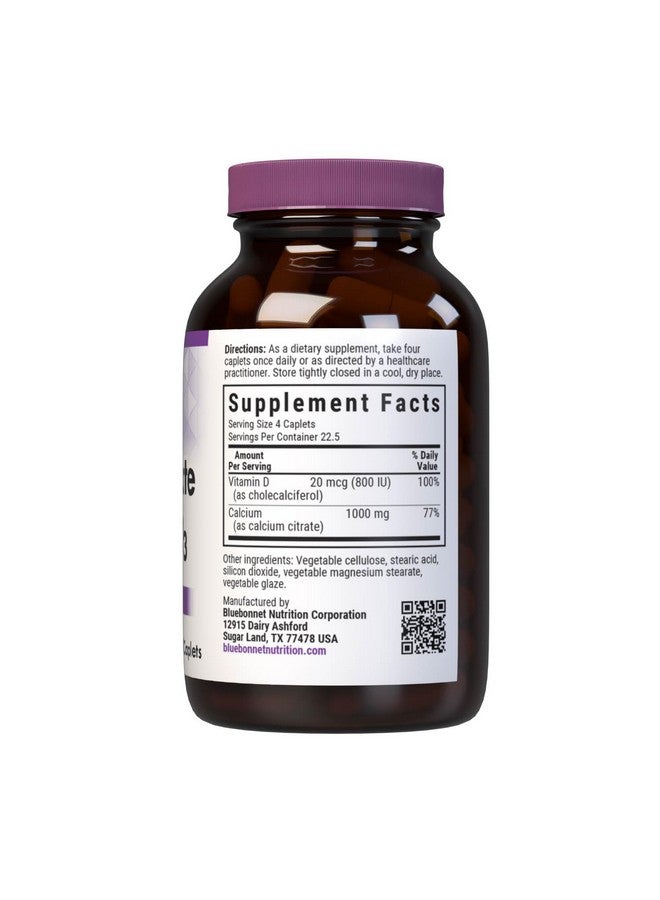 Bluebonnet Nutrition Calcium Citrate & Vitamin D3, Bone Health*, Non-GMO, Kosher Parve, Gluten-Free, Soy-Free, 90 Caplets, 22.5 Servings - Image 2