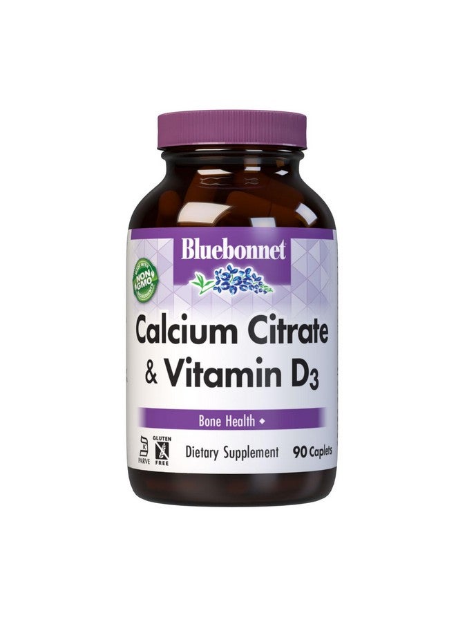 Bluebonnet Nutrition Calcium Citrate & Vitamin D3, Bone Health*, Non-GMO, Kosher Parve, Gluten-Free, Soy-Free, 90 Caplets, 22.5 Servings - Image 1