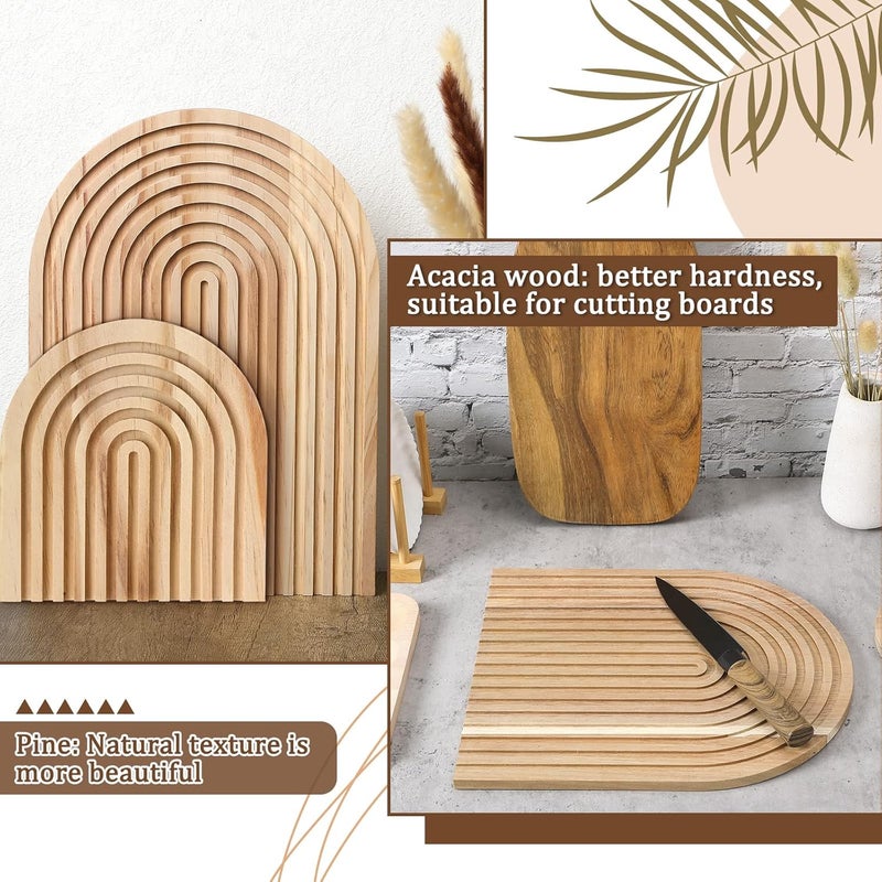 Chunful 2 Pcs Decorative Wood Cutting Board Wooden Board Rainbow Shaped Wood Serving Board Boho Cutting Board Decor Serving Trays for Home Kitchen Decoration (Acacia, Wood Color) - Image 4