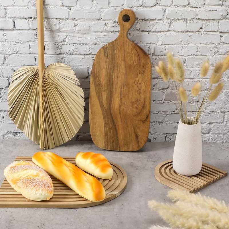 Chunful 2 Pcs Decorative Wood Cutting Board Wooden Board Rainbow Shaped Wood Serving Board Boho Cutting Board Decor Serving Trays for Home Kitchen Decoration (Acacia, Wood Color) - Image 5