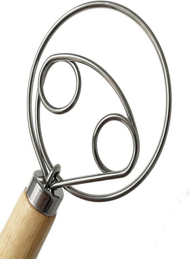 ONTRIP 13 Inch, Egg Beater,Wooden Handle, Mixer 304 Stainless Steel Wire for Bread Cake Making - Image 1