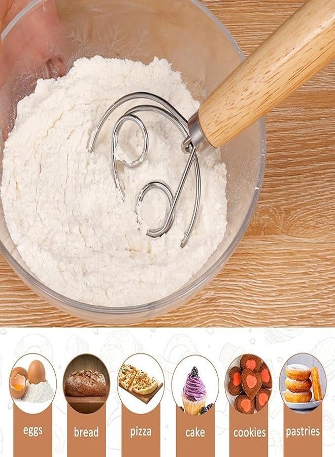 ONTRIP 13 Inch, Egg Beater,Wooden Handle, Mixer 304 Stainless Steel Wire for Bread Cake Making - Image 3