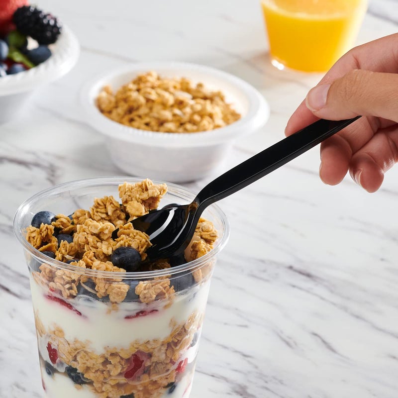 Comfy Package [360 Combo Pack] Basic Black Plastic Silverware  Heavyweight Disposable Utensils - 180 Forks  120 Spoons and 60 Knives Perfect Cutlery for Parties  Birthdays and Dinner - Image 5