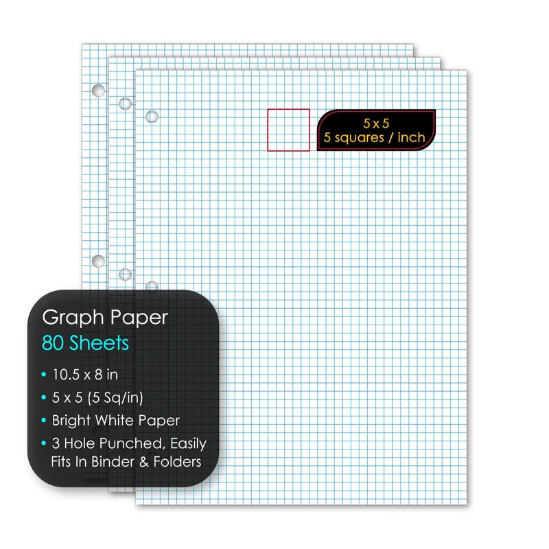 iScholar Quad Filler Paper, 5 Squares per Inch, 10.5 x 8 Inches, 80 Sheets (24880),White - Image 2