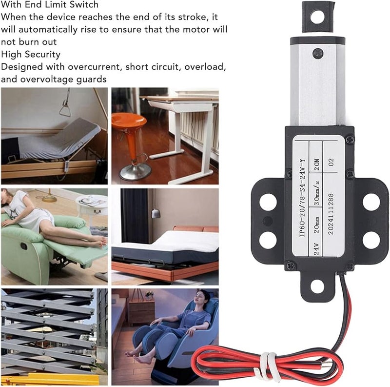 24V 20N 20mm Stroke Electric Micro Linear Actuator with Safety Features for Industrial Automation - Image 3