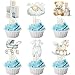 Ephlyn 36Pcs Baby Boy Cupcake Toppers Baby Shower Decorations for Boy Bear Its a Boy Cupcake Picks Decorations for Baby Boys Birthday Party Cake Decorations Blue - Image 3