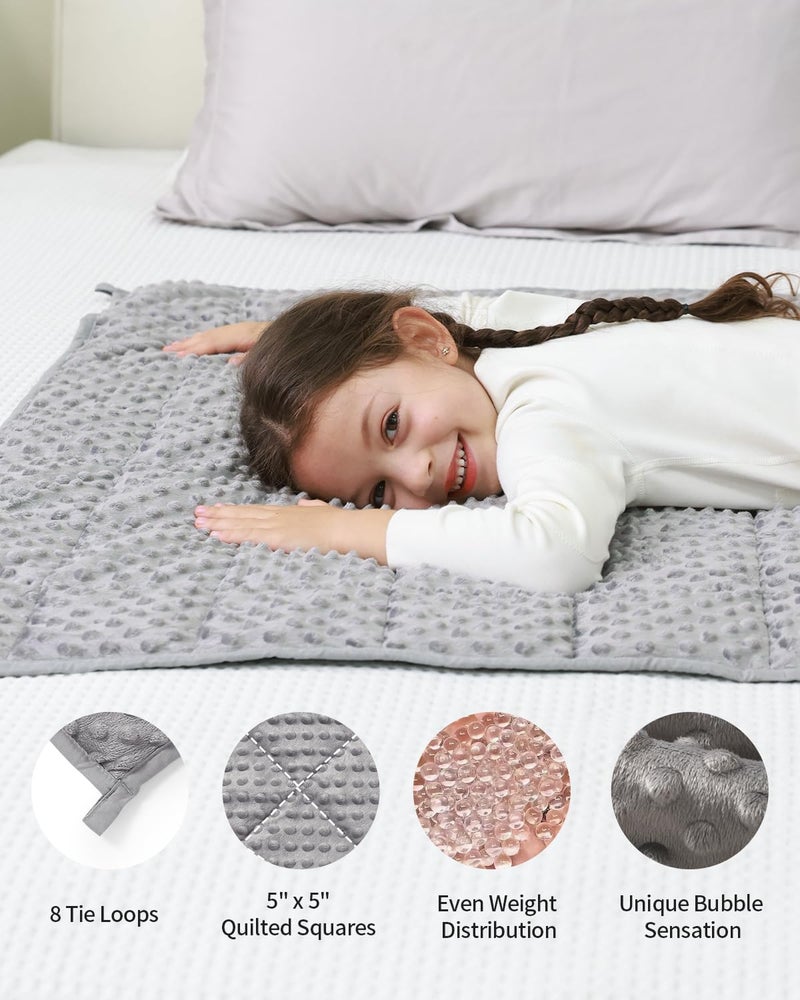 Mr. Sandman Weighted Blanket 3LBS 36 x 48 Inches  Minky Dots Heavy Blanket with Glass Beads  Soft and Cooling for School and Home  Grey - Image 4