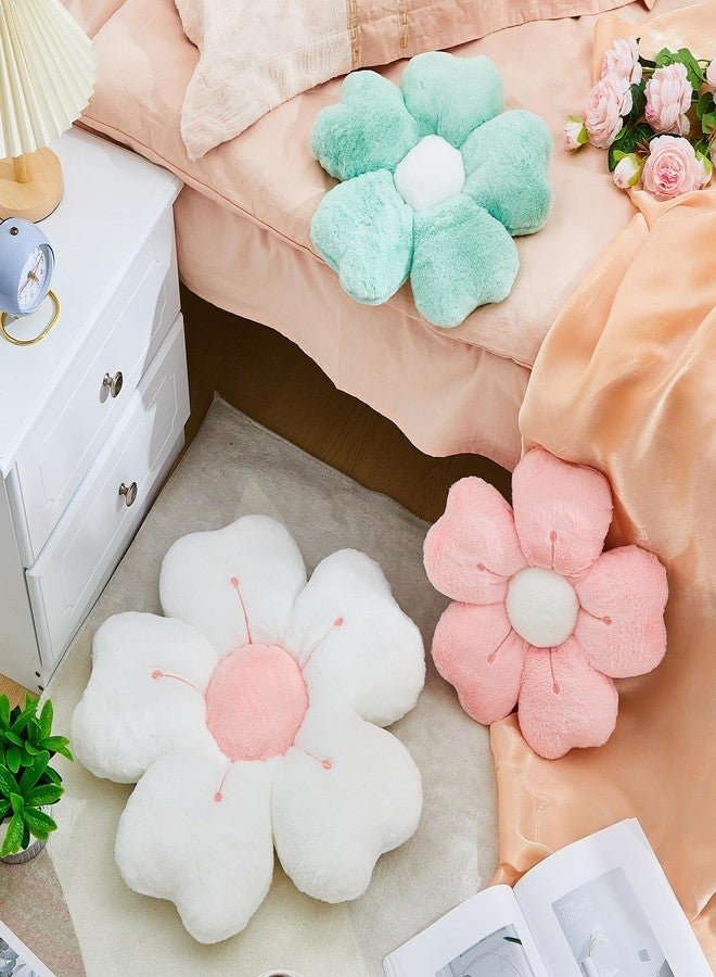 Yulejo 3 Pcs Daisy Flower Throw Pillow Cute Flower Floor Cushion Seating Chair Pads for Back to School First Day Sofa Couch Bed Room Decor (White, Green, Yellow, 15/15/ 21.6 in) - Image 5